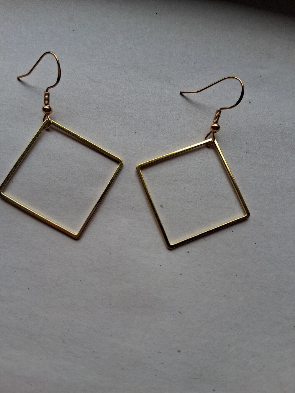 Hand Crafted Gold Open Square Hoop Earrings